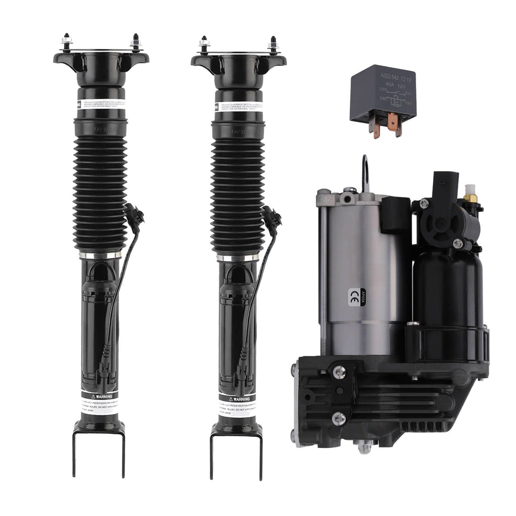 2x Shock Absorber Rear + Air Suspension Compressor suitable for Mercedes ML GL W166 X166