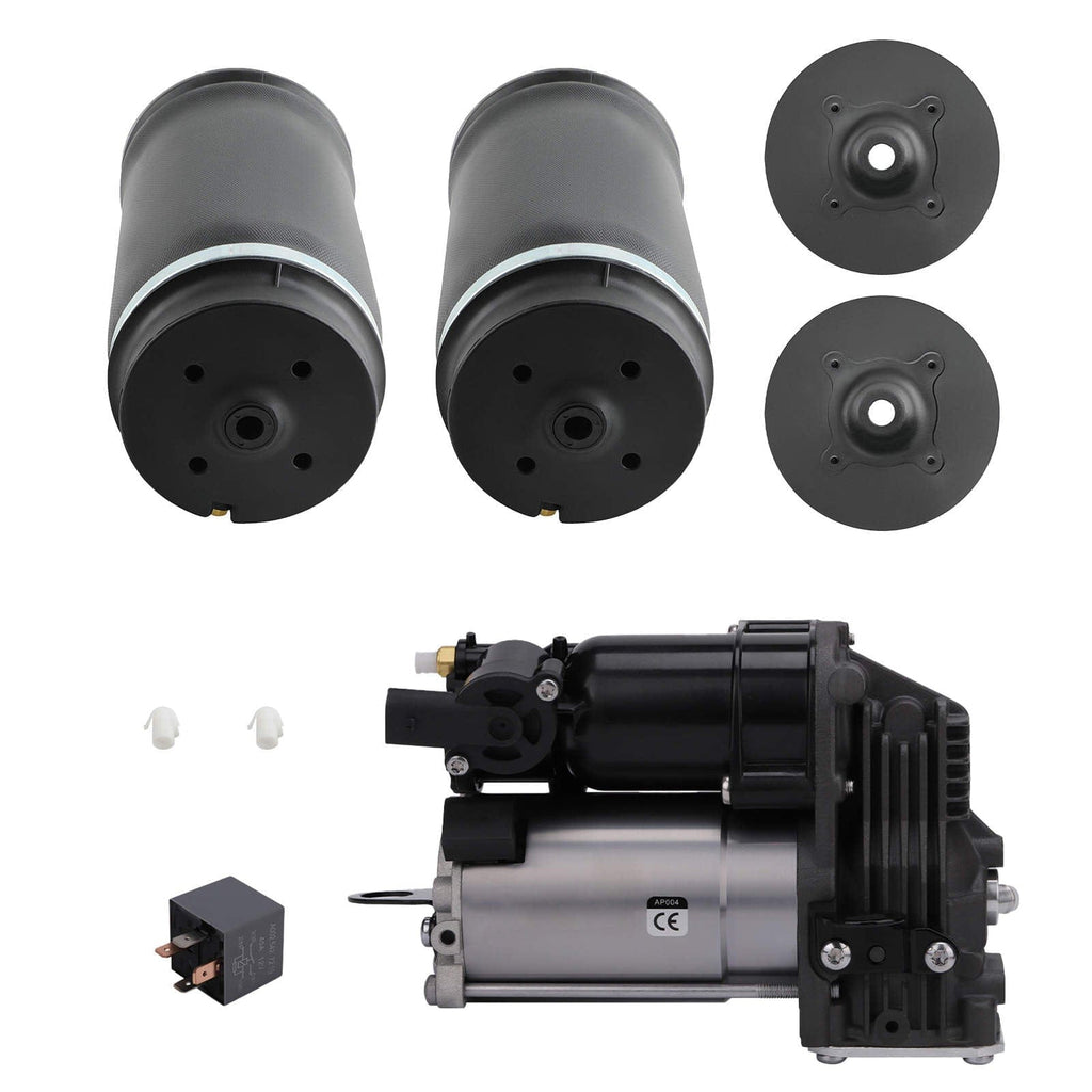 Air Suspension Compressor + 2x Rear Air Spring Bellows suitable for Mercedes-Benz GL ML W166 X166