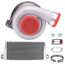 Load image into Gallery viewer, Turbo for GT45 1.05 A/R + 24" x 12" x 3" Intercooler + Oil Feed Return Line Kit