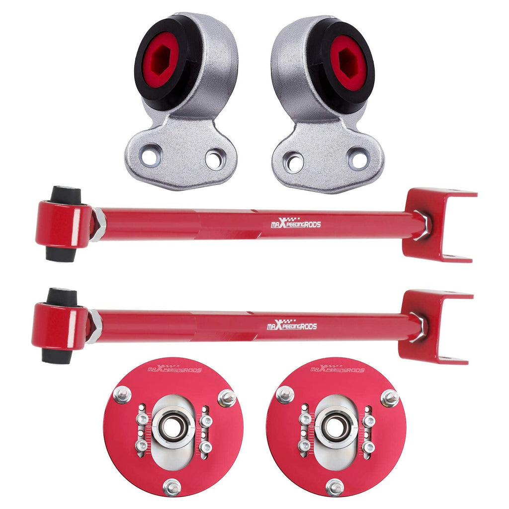 6 Pieces Adjustable Control Arms + Camber Plates + Control Arm Bushings suitable for BMW E46