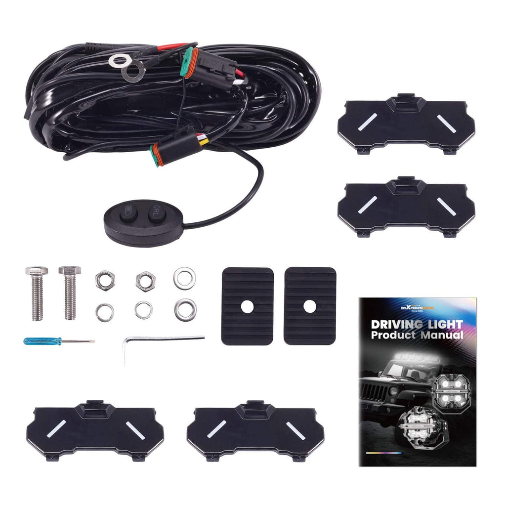 LED work lights set 3.5 inch round black 160W DRL 270 degree IP68 9-32V Crosshair for 4x4, off-road, car and truck