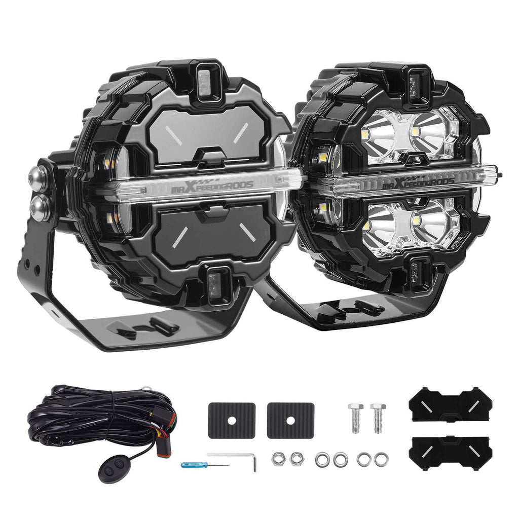 LED work lights set 3.5 inch round black 160W DRL 270 degree IP68 9-32V Crosshair for 4x4, off-road, car and truck