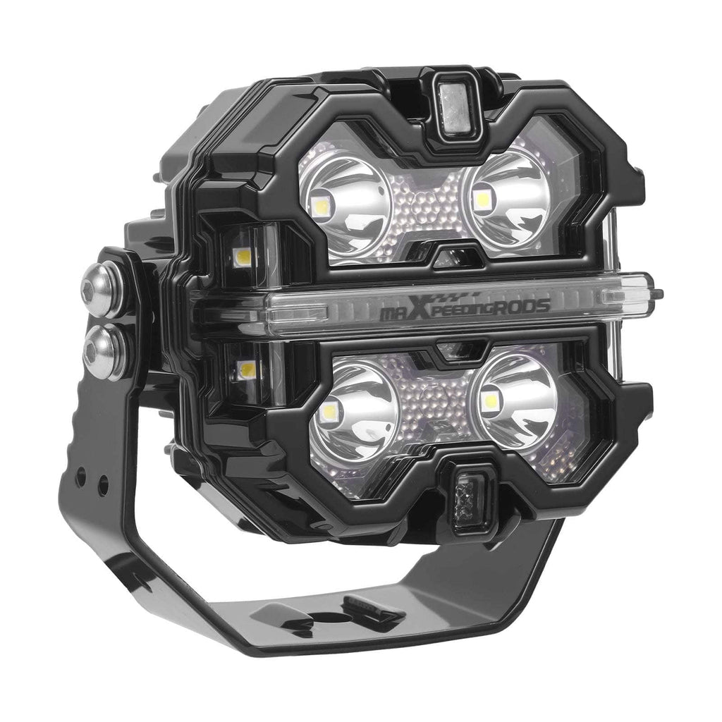 LED pod lights set 3.5 inch square black 160W RGB DRL amber/white 270 degree IP68 12V Crosshair for off-road