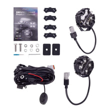 Load image into Gallery viewer, LED pod lights set 3.5 inch square black 160W RGB DRL amber/white 270 degree IP68 12V Crosshair for off-road