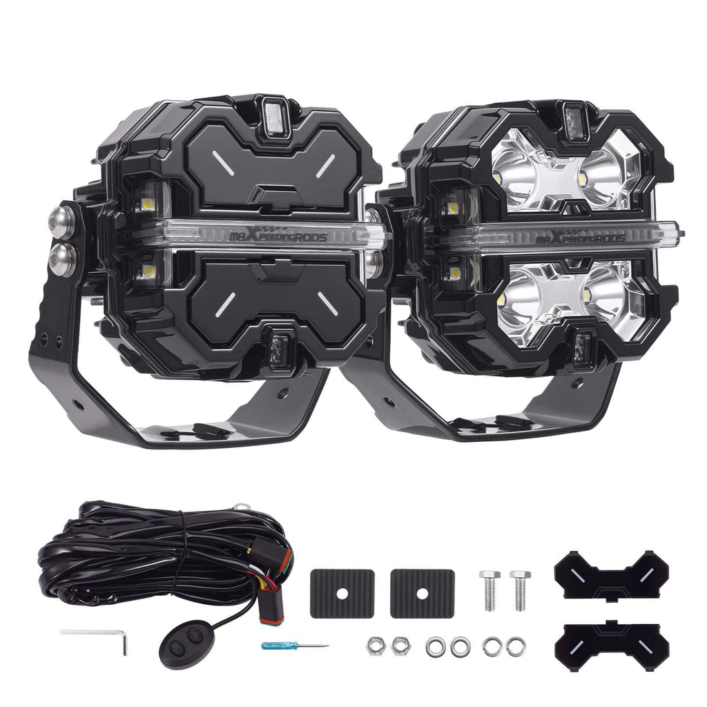 LED auxiliary lights set 3.5 inch square 160W 19200LM DRL spot beam side shooters 270 degree IP68 9-32V for off-road and tractor