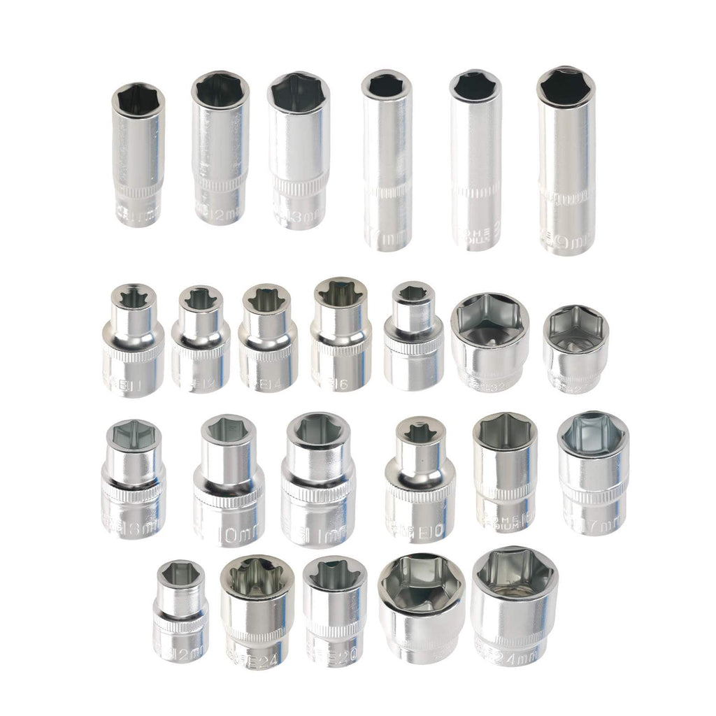 108-Piece Socket Wrench Set for Mechanics CR-V 1/2 1/4 Complete