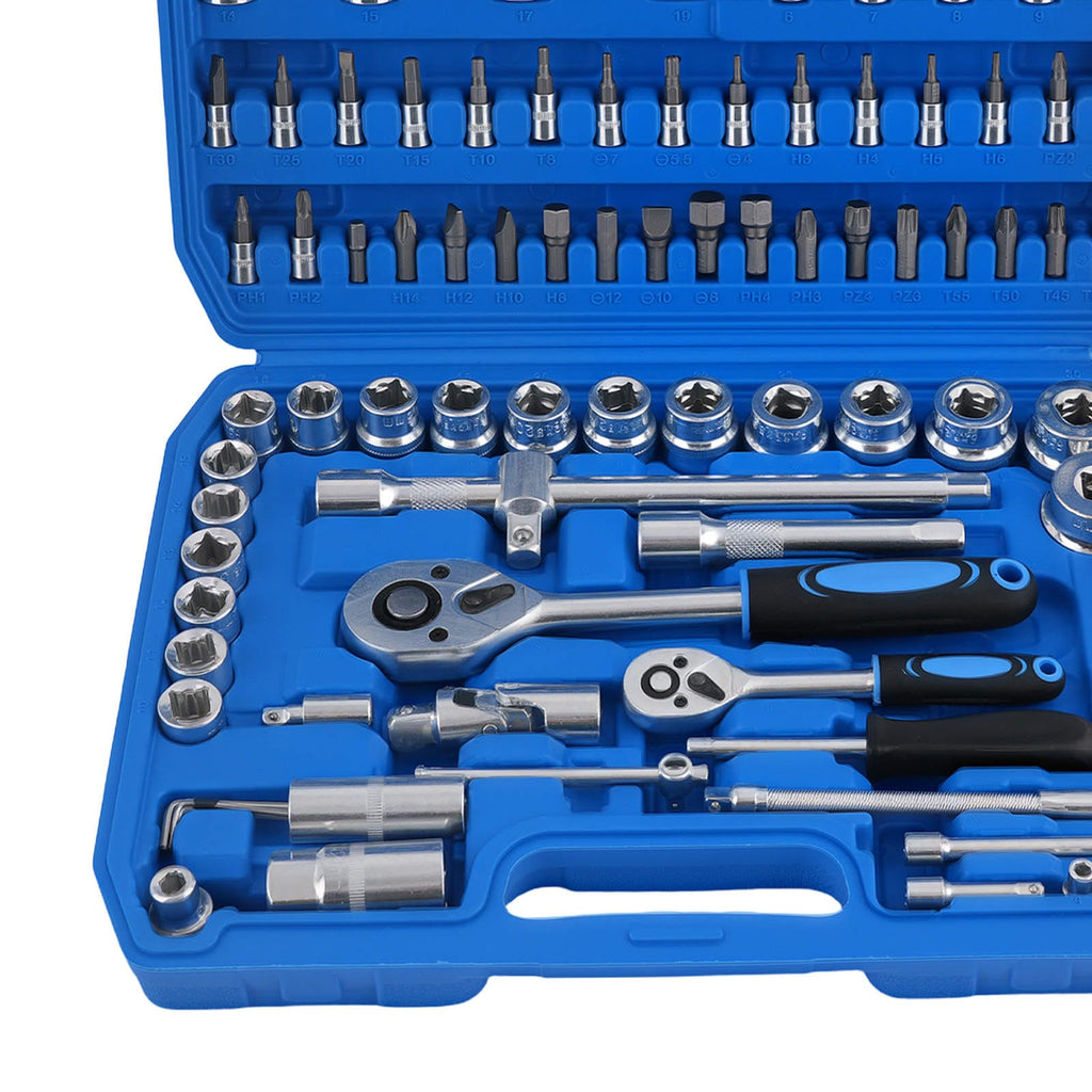 94-Piece CRV Steel Socket Set 1/4 1/2 with Ratchet Star Hex Extension 4-32mm