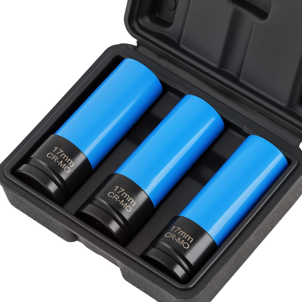 3 pieces 1/2" 17mm Impact Sockets for Manual Screwdrivers CR-MO 85mm