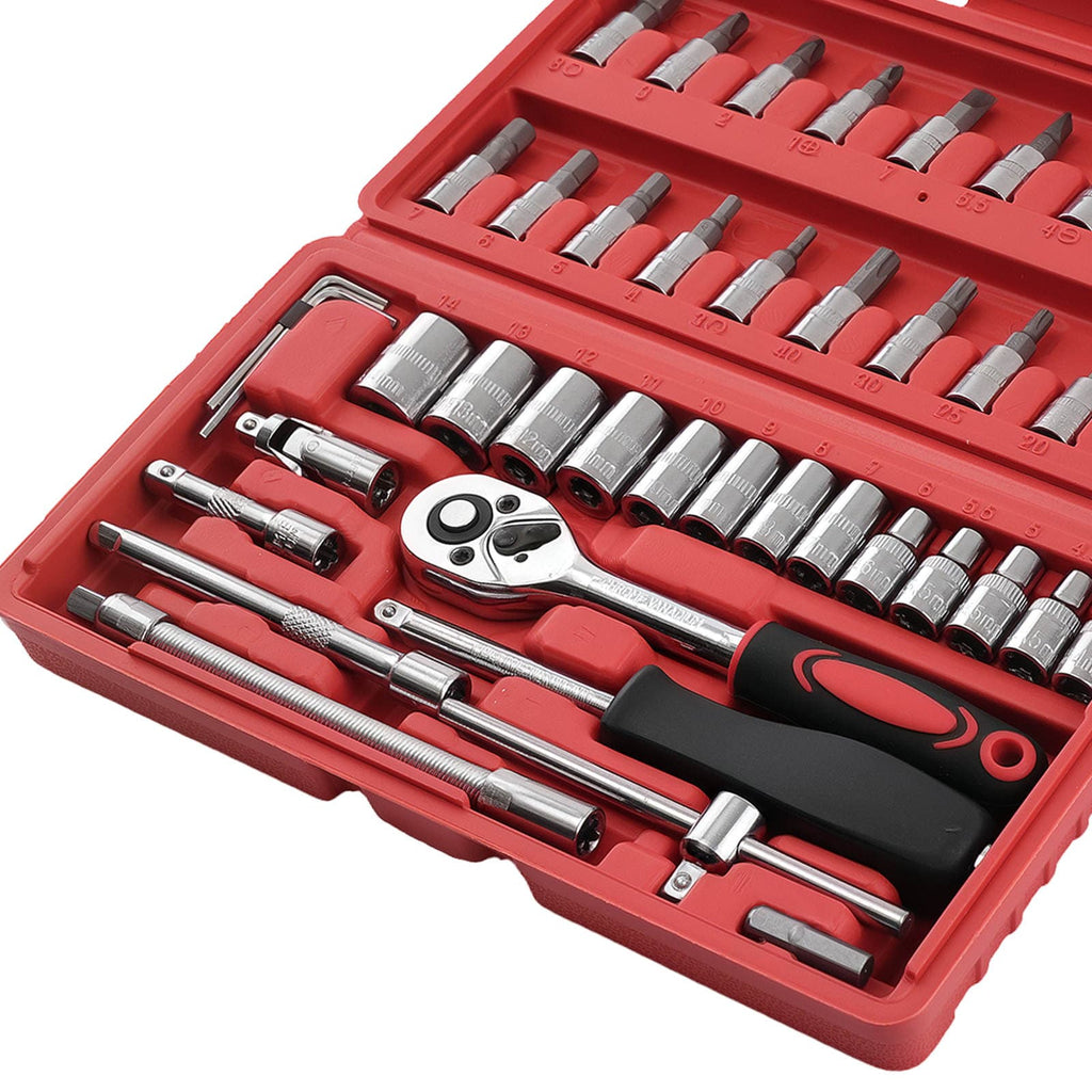46-Piece Tool Set Ratchet Wrench with Universal Joint and Extensions