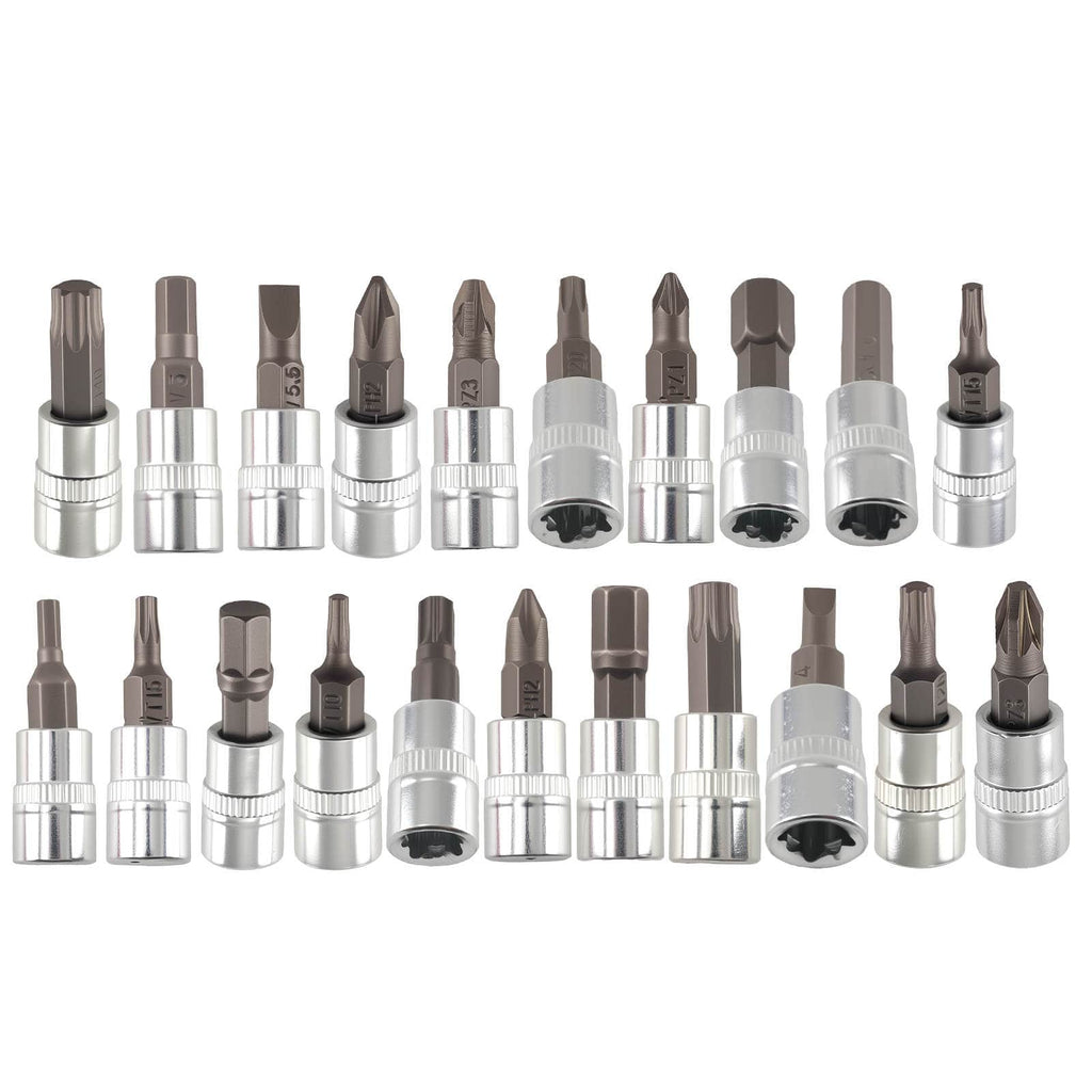 Set 53 Tools 1/4" DR Sockets 4-14mm Bits Ratchet Extension Case