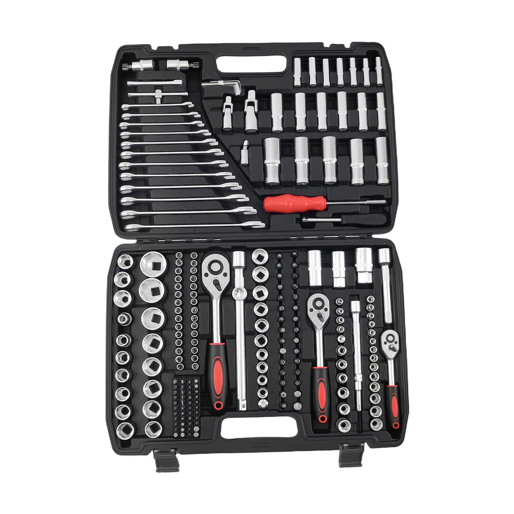 216 Piece Quick Release Ratchet Socket Set 1/4 3/8 1/2 Case