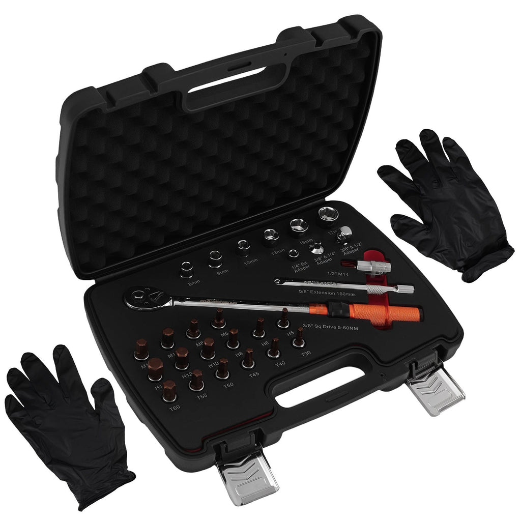 26 Piece Torque Wrench Set for Mopeds, T H M Bits, Sockets