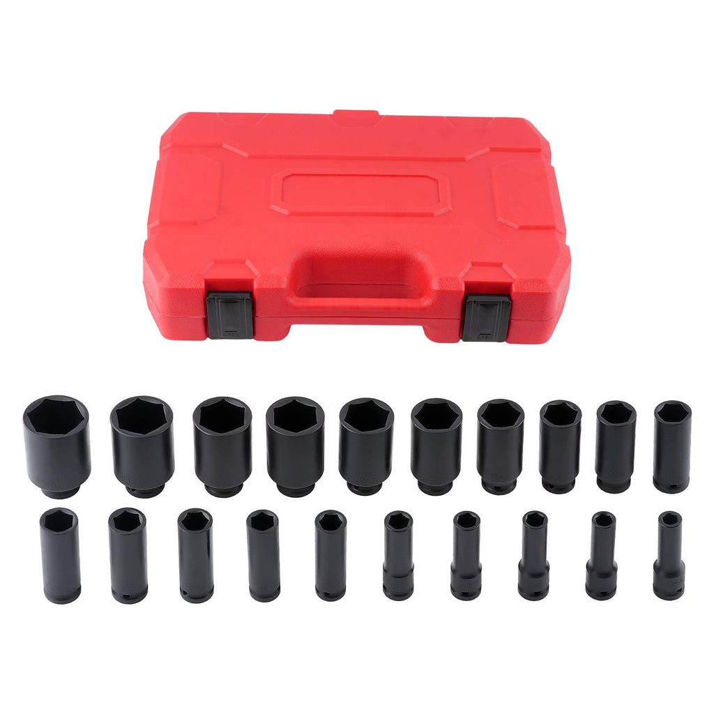 20-piece 1/2" Drive Impact Socket Set 10-38mm CR-V for Tire Service 6PT