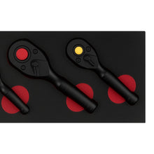 Load image into Gallery viewer, 3 Pieces Stubby Ratchet Handle 3-Piece Set 1/4 3/8 1/2 Black