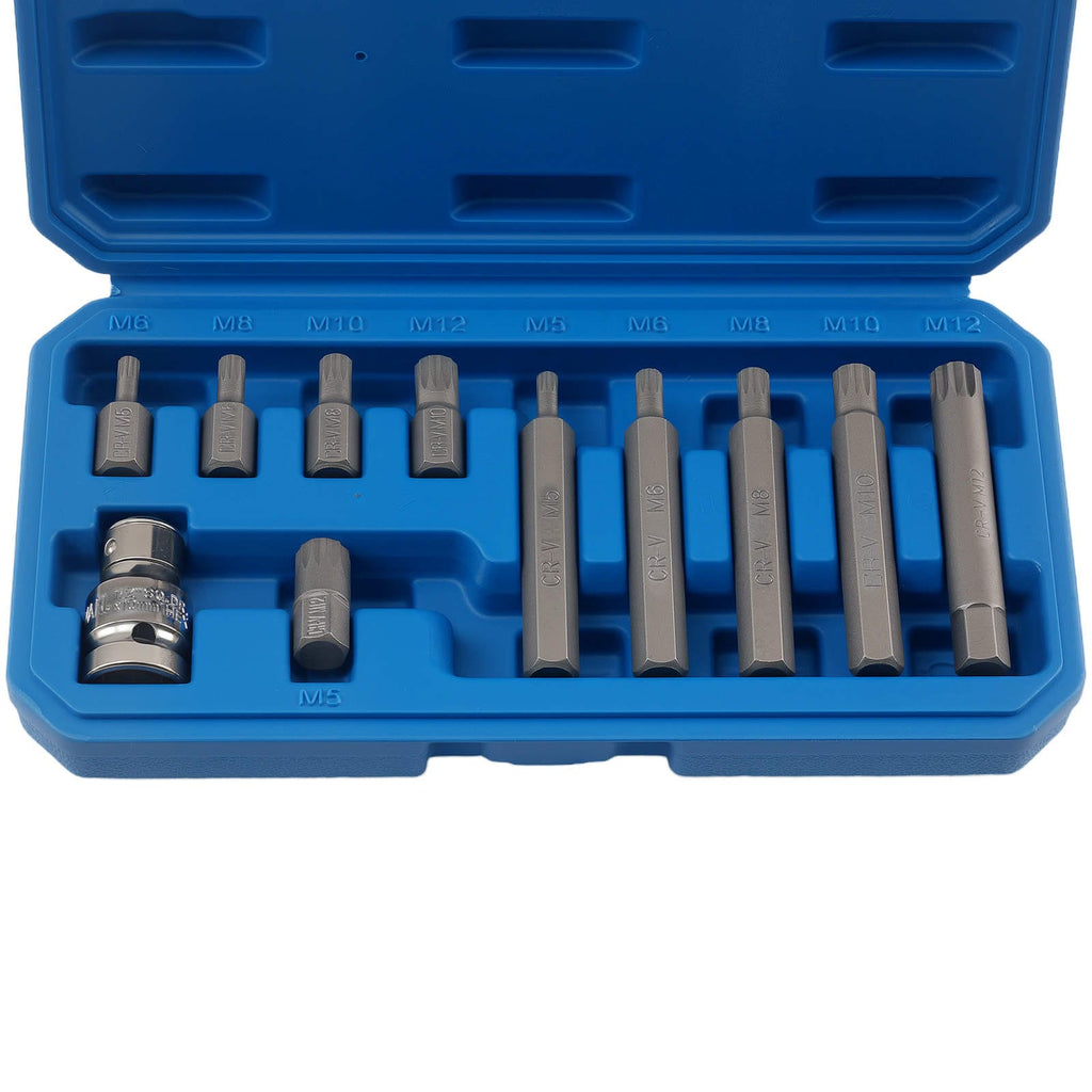 11 Pieces 12-Point Spline Bit Socket Set suitable for BMW Audi VW Mercedes 1/2 CRV 30/75mm