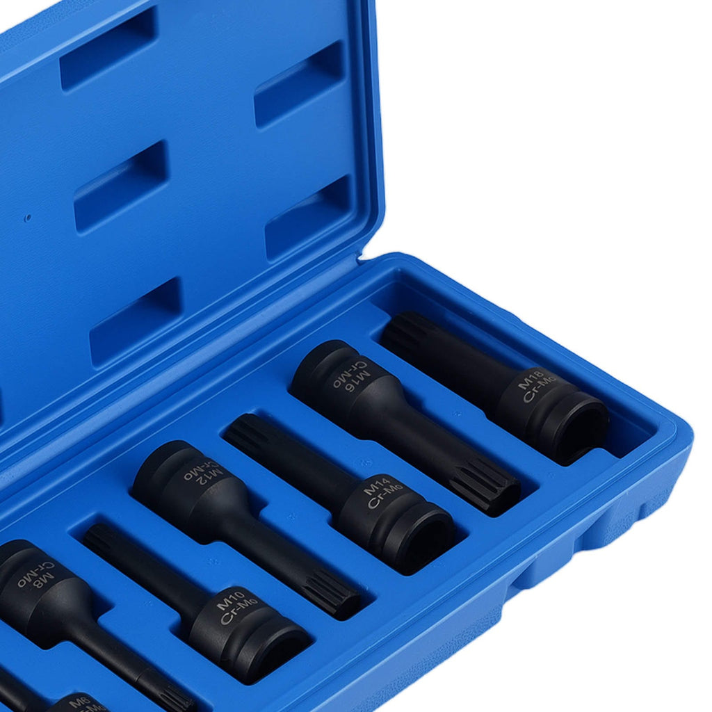 8-Piece Fluted Sockets CR-MO for Professional Tools