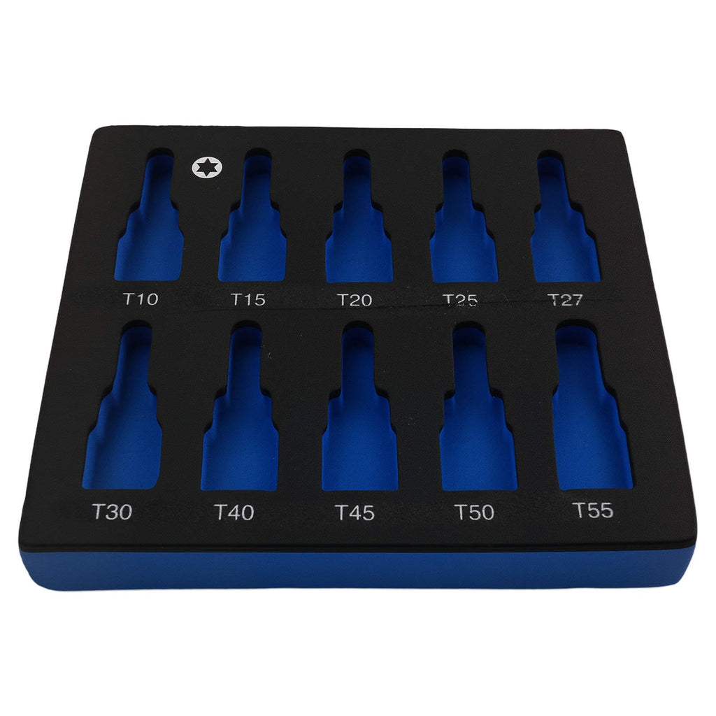 10-Piece 3/8" Torx Socket Set T10-T55 48mm CRV for Tools
