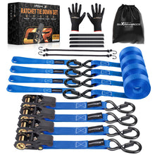 Load image into Gallery viewer, 4x Ratchet Straps Truck 997kg 4.5m S-Hook Blue S-Hook with Safety Clip
