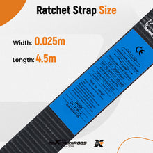 Load image into Gallery viewer, 4x Ratchet Straps with Hooks Tie Down Straps Lorry 997kg 4.5m Black