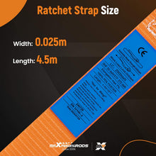 Load image into Gallery viewer, 4x Ratchet Tie Down Straps with Hooks Lorry Lashing Straps 997kg 4.5m Orange