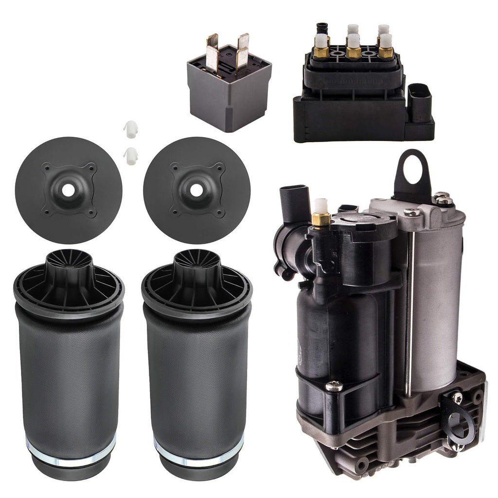 2x Rear Air Spring + Compressor with Valve Block suitable for Mercedes ML GL W164 X164