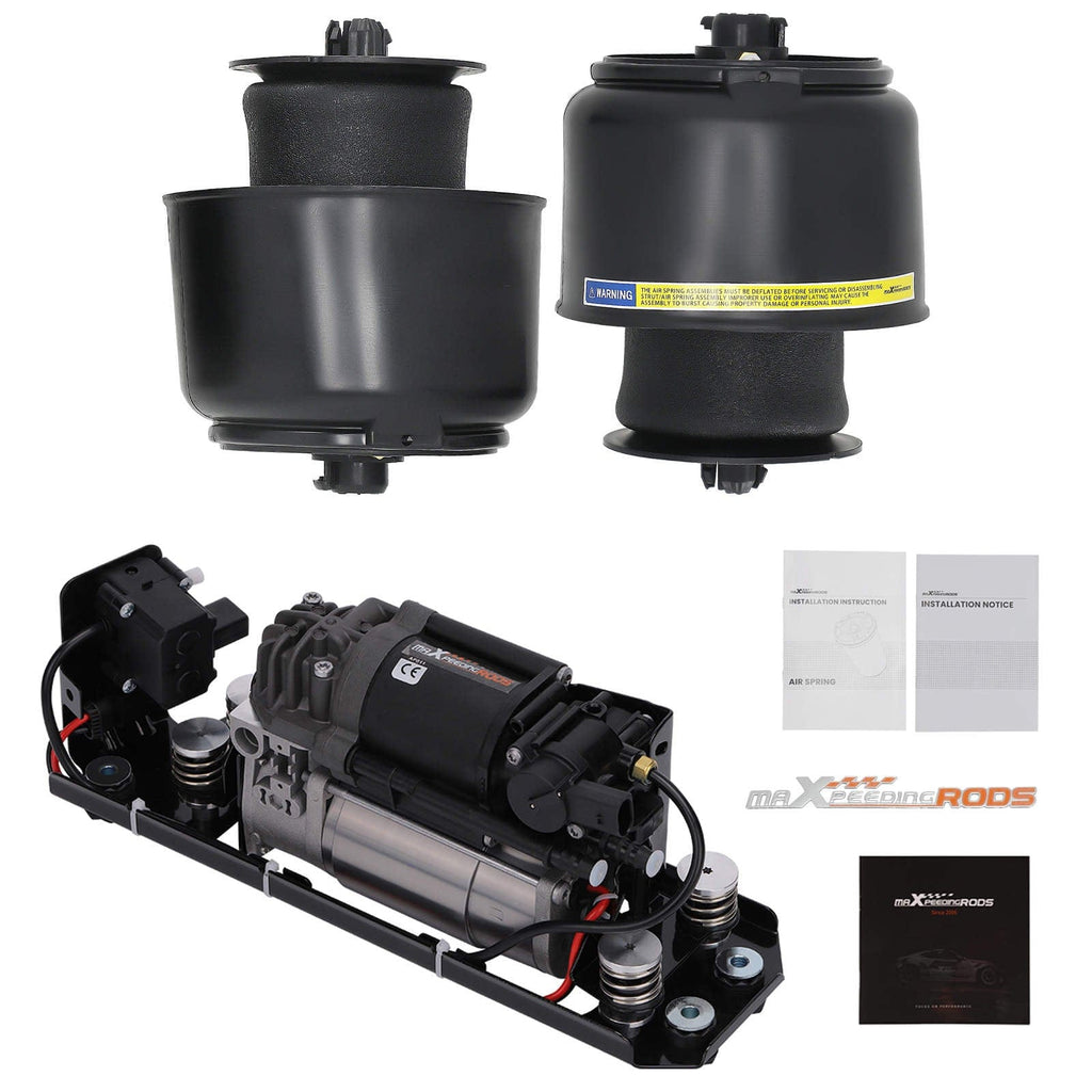 2x Rear Air Spring Bag + Air Suspension Compressor + Valve Block suitable for BMW 5 Series F11 F07