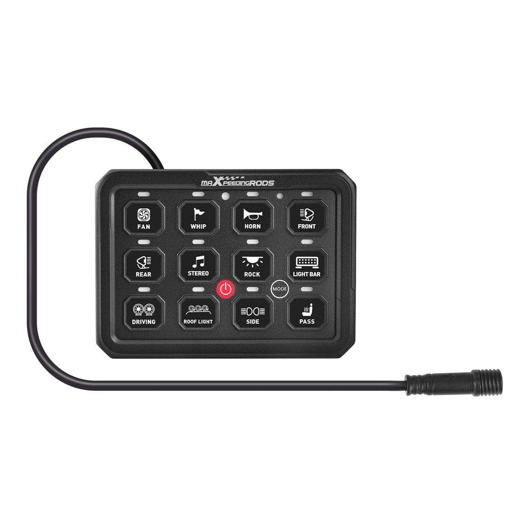 Universal 12-Gang Touch Control Panel for Car Boat UTV 4 LED Modes 12V-24V