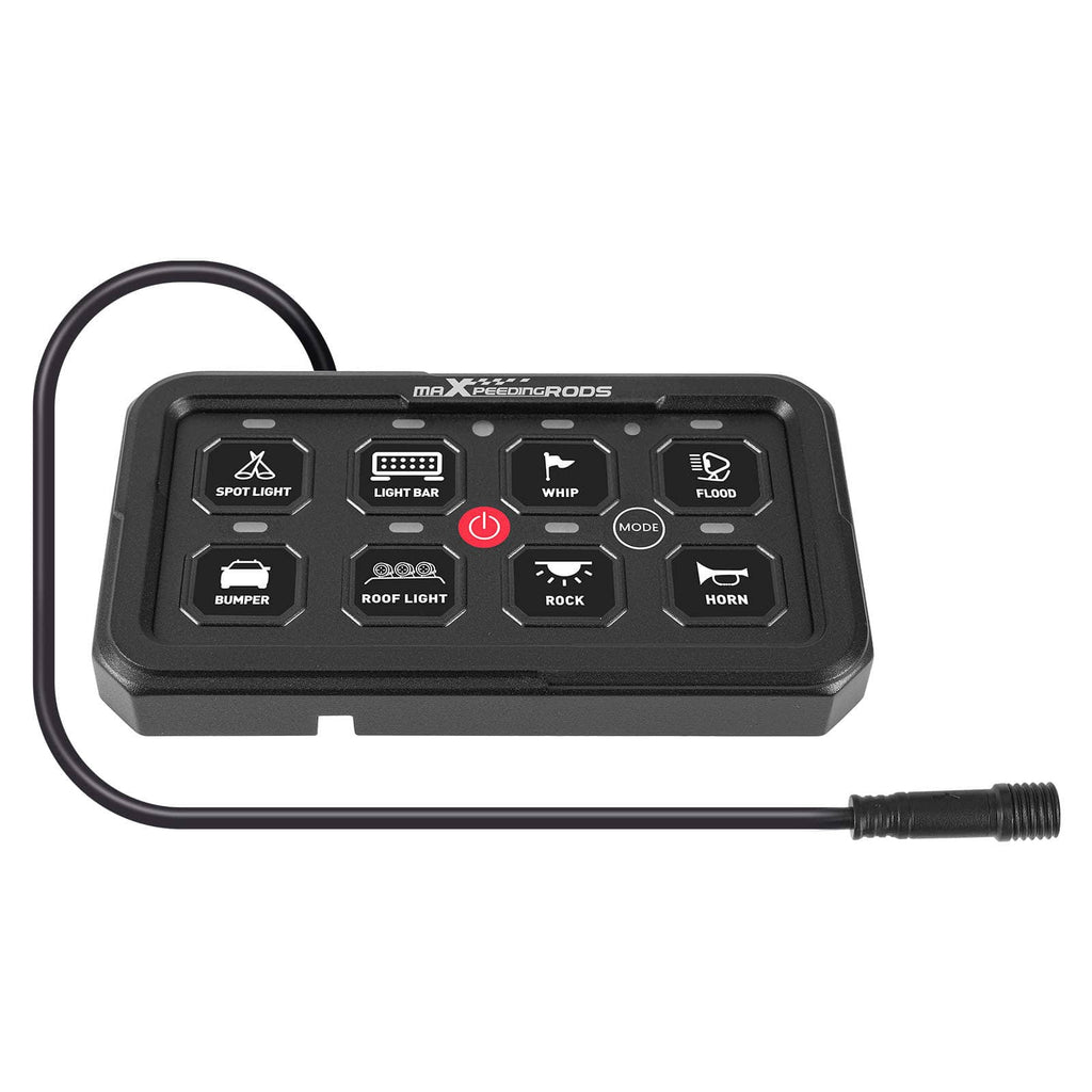 8-Gang Switch Panel for Pickup Truck Offroad 4x4 12V-24V Black Aluminum