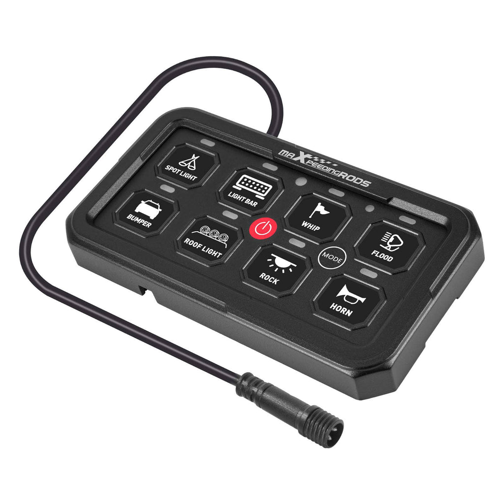 8-Gang Switch Panel for Pickup Truck Offroad 4x4 12V-24V Black Aluminum