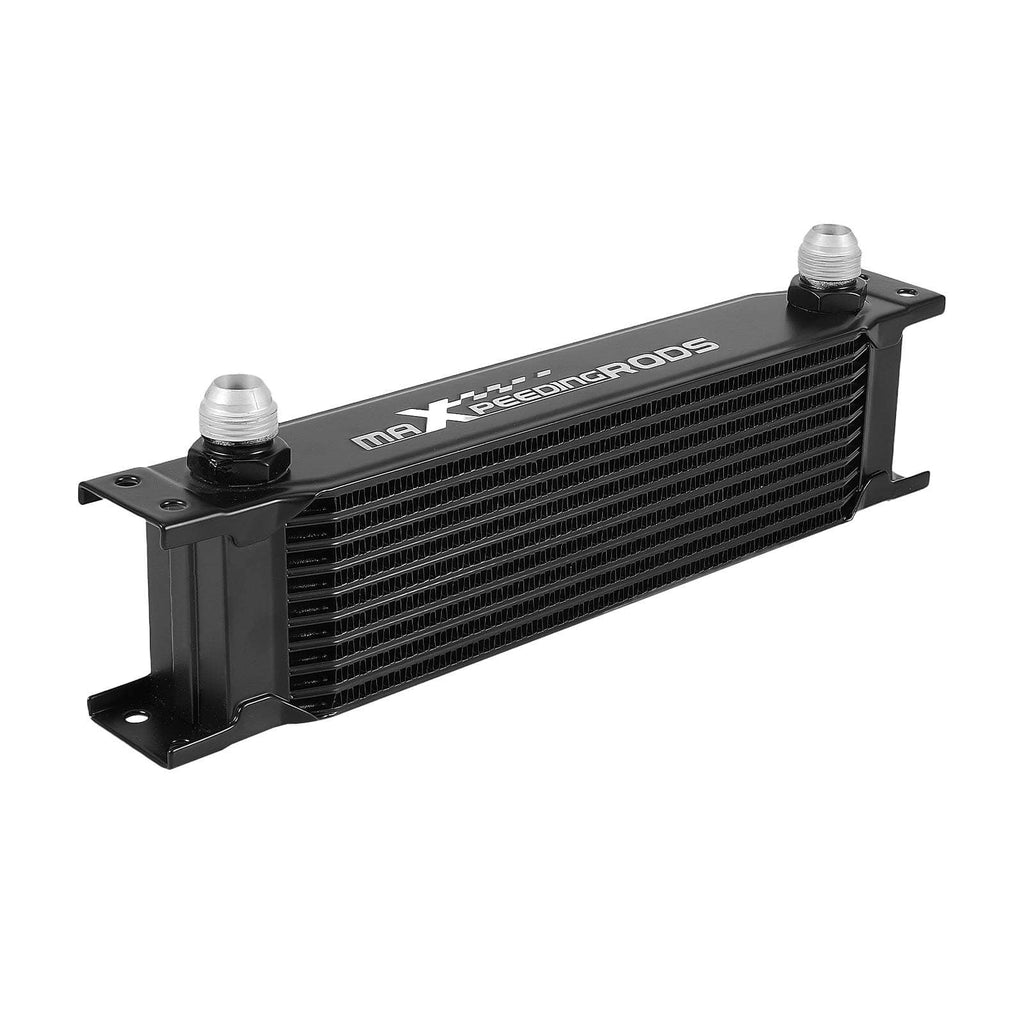 Universal 10 Row Aluminum Transmission Oil Cooler Kit AN-10 Adapter