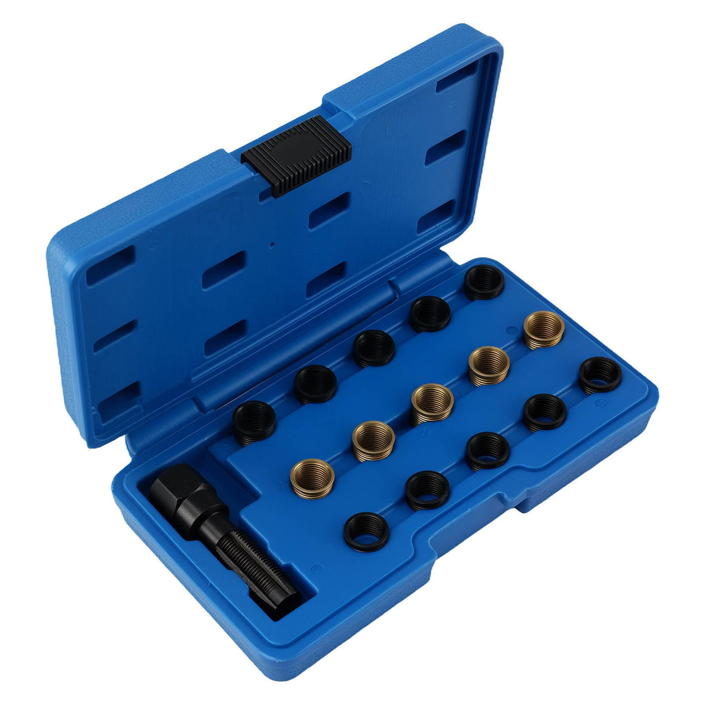 16 Pcs Spark Plug Thread Repair Kit M14 Universal Tap 45# Steel