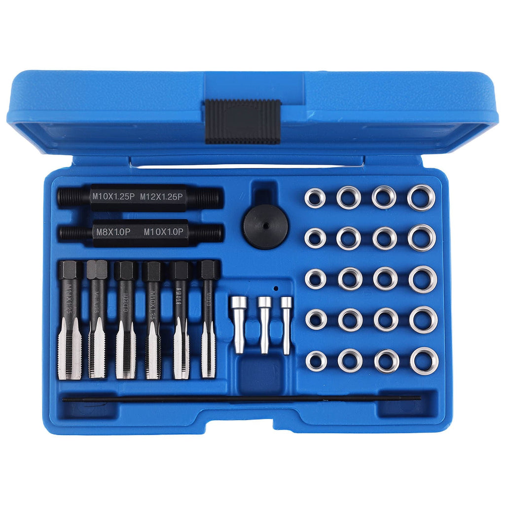 Taps and Dies Set for Engine M8-M14 Glow Plug Repair Tool 33 pcs