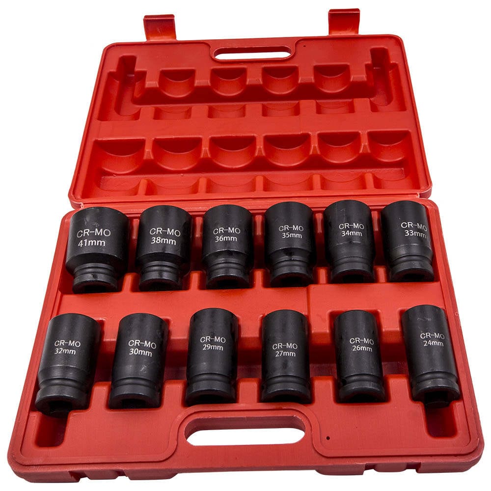 Deep Impact Socket Set 12-piece 3/4 inch drive 24-41 mm, 6-point, CR-V steel, with case