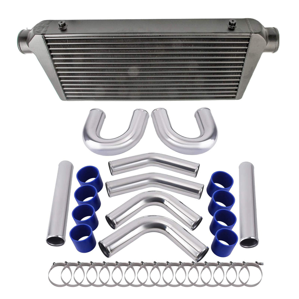 600x 300x 76mm Black Intercooler + 3 Intercooler Pipe Piping Hose Kits