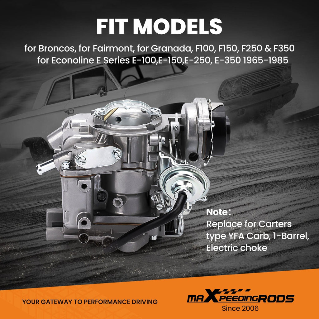 Carburetor suitable for Ford F100 F150 4.9 L 300 Cu 4.1 L 250 Cu 3.3 L 200 Cu 1 barrel