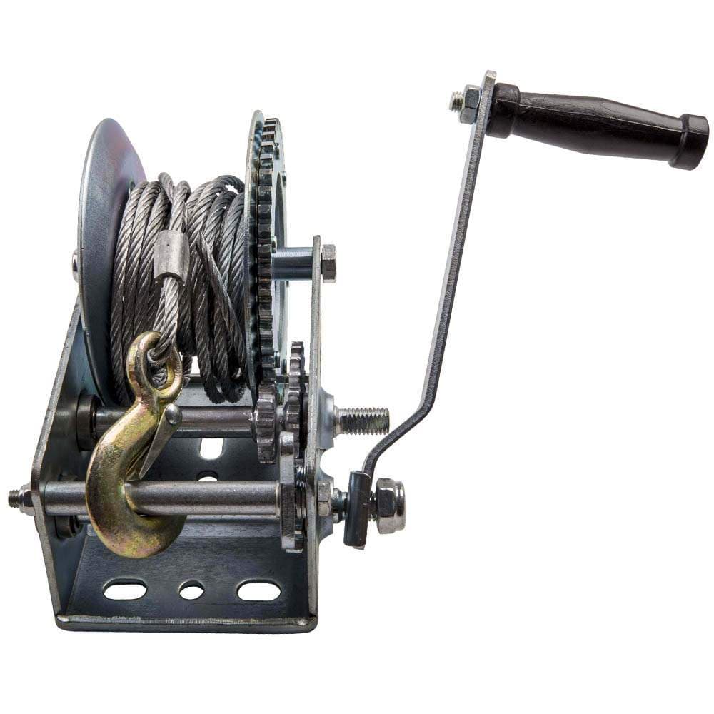Manual Winch Hand Crank 1500 kg Steel Double Gear for Boat Trailer 33 ft Cable