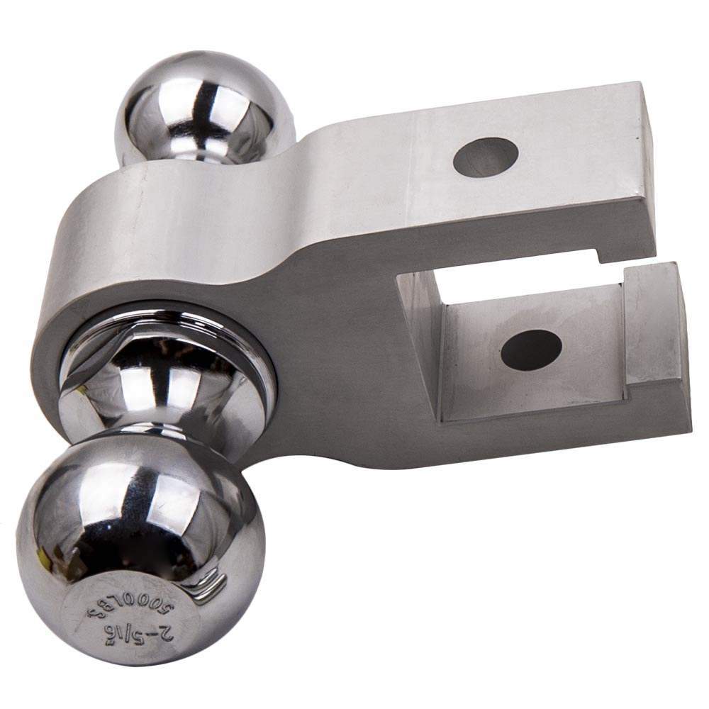 Adjustable Aluminum Mount Double Ball Hitch 2" Receiver Hook and Trailer Tow Lock