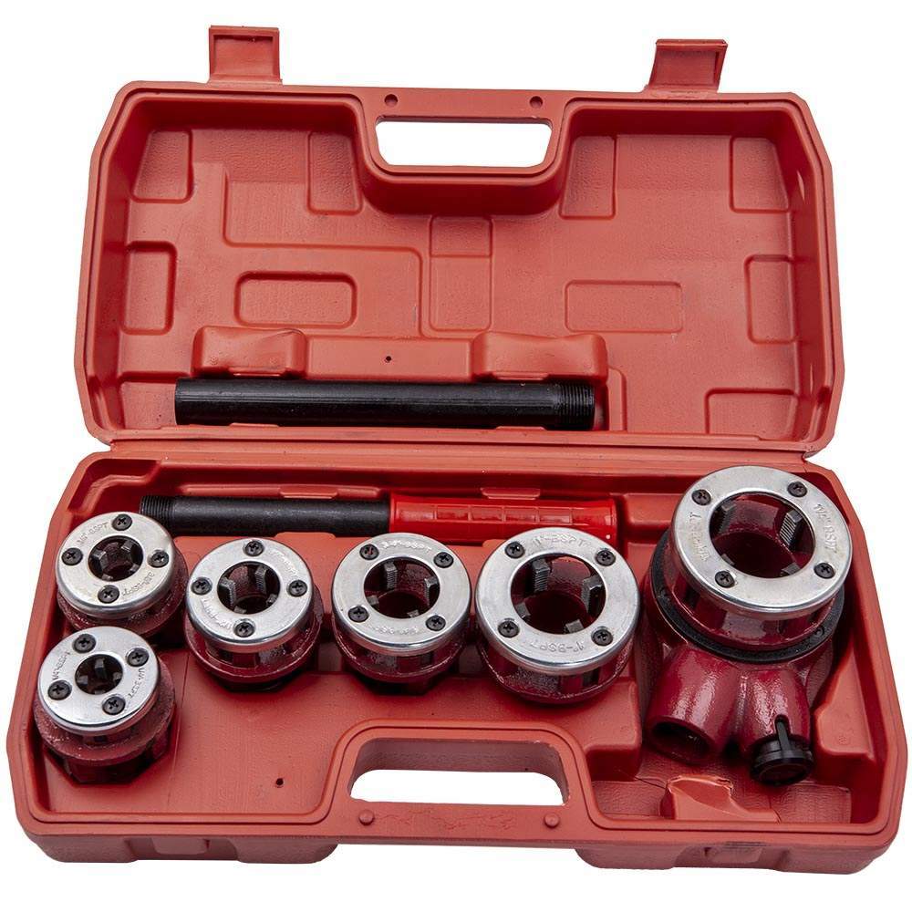 Ratchet pipe threader handle tool set 1/2 3/4