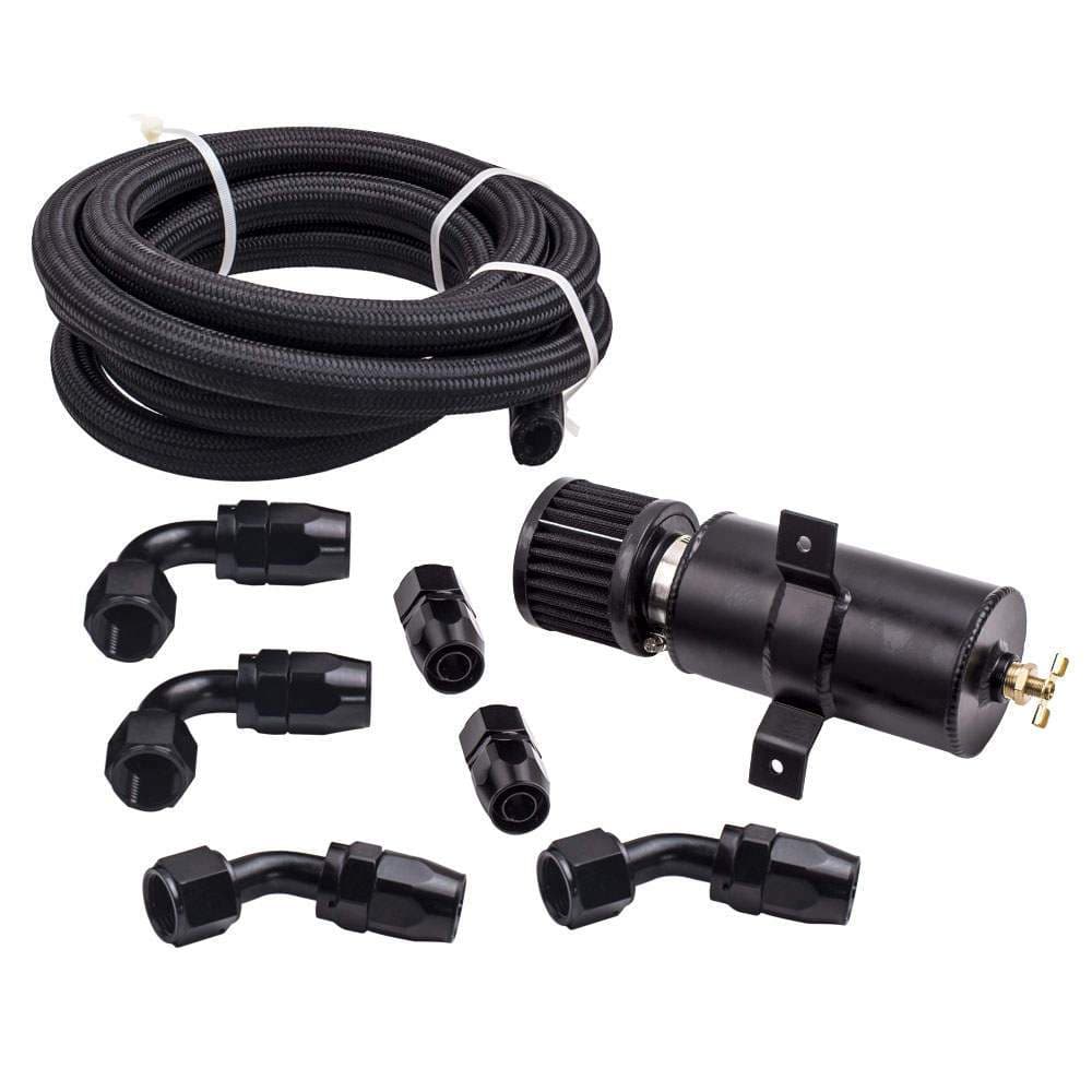 0.75L Aluminum Oil Catch Can with Air Filter + AN10 Hose Fittings