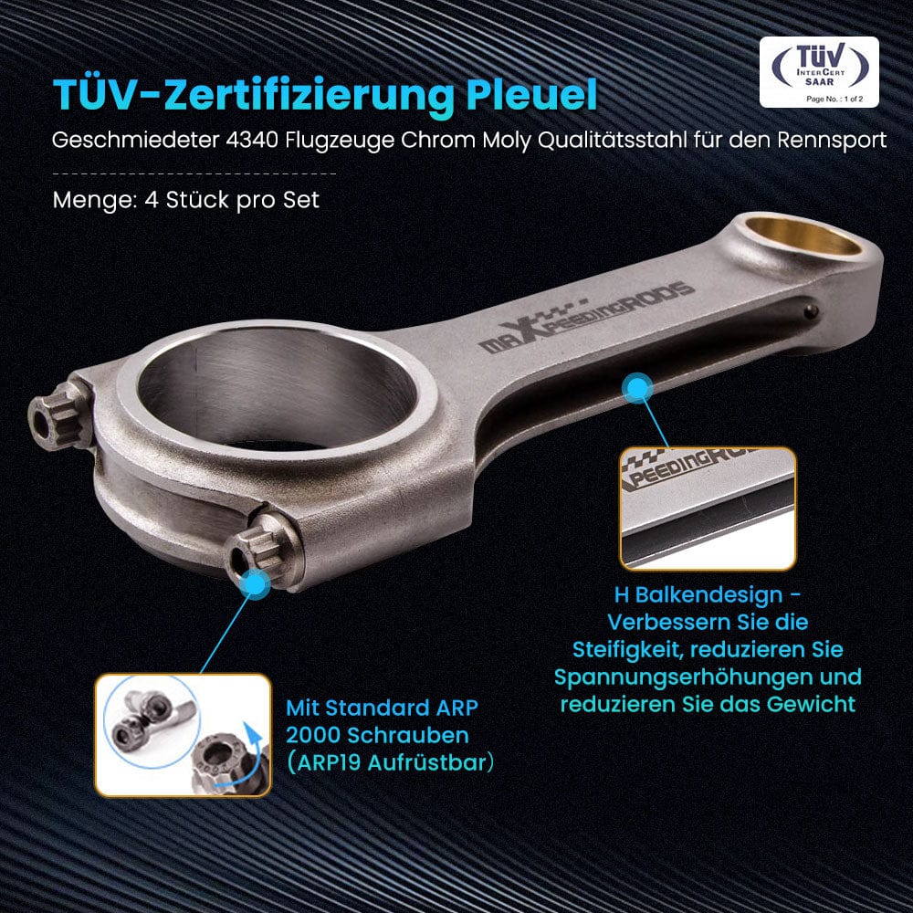H-Beam Connecting Rods suitable for VW Golf MK4 Passat suitable for Audi TT 1.8T 19mm Pin Con Rod 800hp
