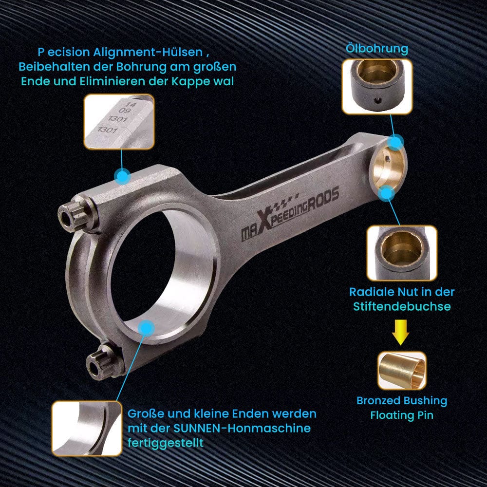 H-Beam Connecting Rods suitable for VW Golf MK4 Passat suitable for Audi TT 1.8T 19mm Pin Con Rod 800hp