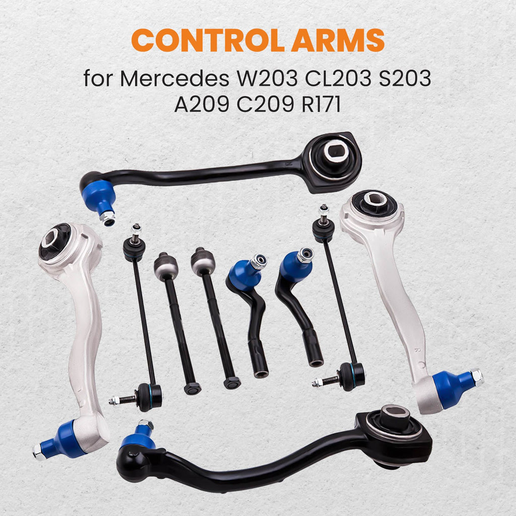 10-PIECE CONTROL ARM COMPLETE SET Front compatible with MERCEDES C-CLASS W203 S203 CLK CLC