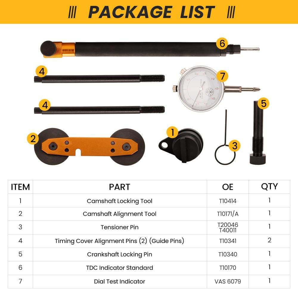8 Piece Engine Timing Tool Kit for VAG 1.2/1.4/1.6 TSi TFSi FSI suitable for VW AUDI