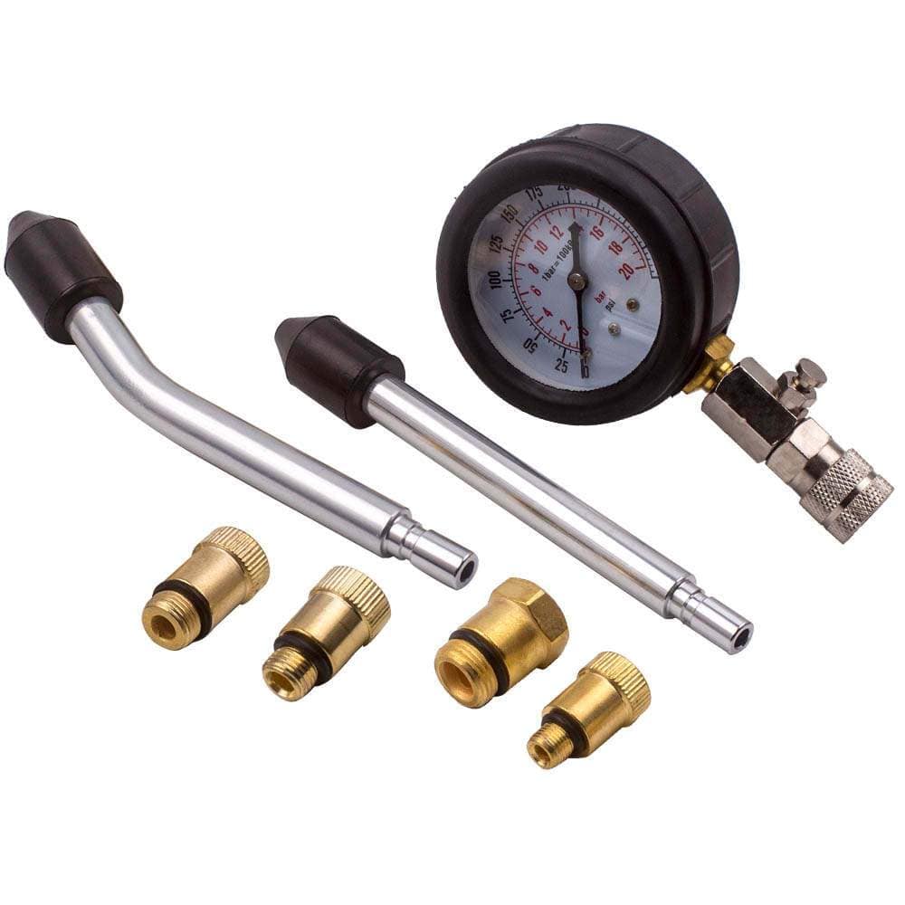 Spark Plug Petrol Cylinder Compression Pressure Tester Tubes Tool Kit