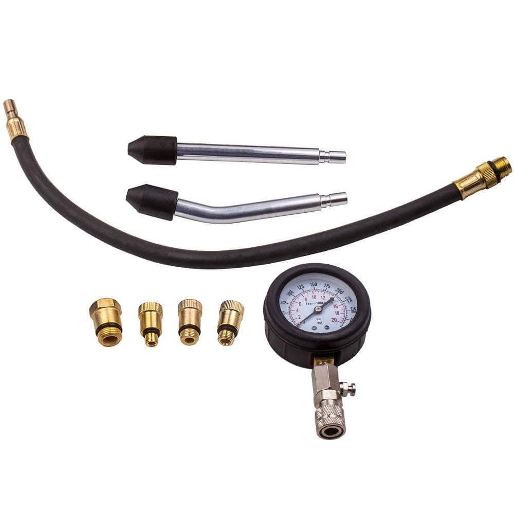 Spark Plug Petrol Cylinder Compression Pressure Tester Tubes Tool Kit