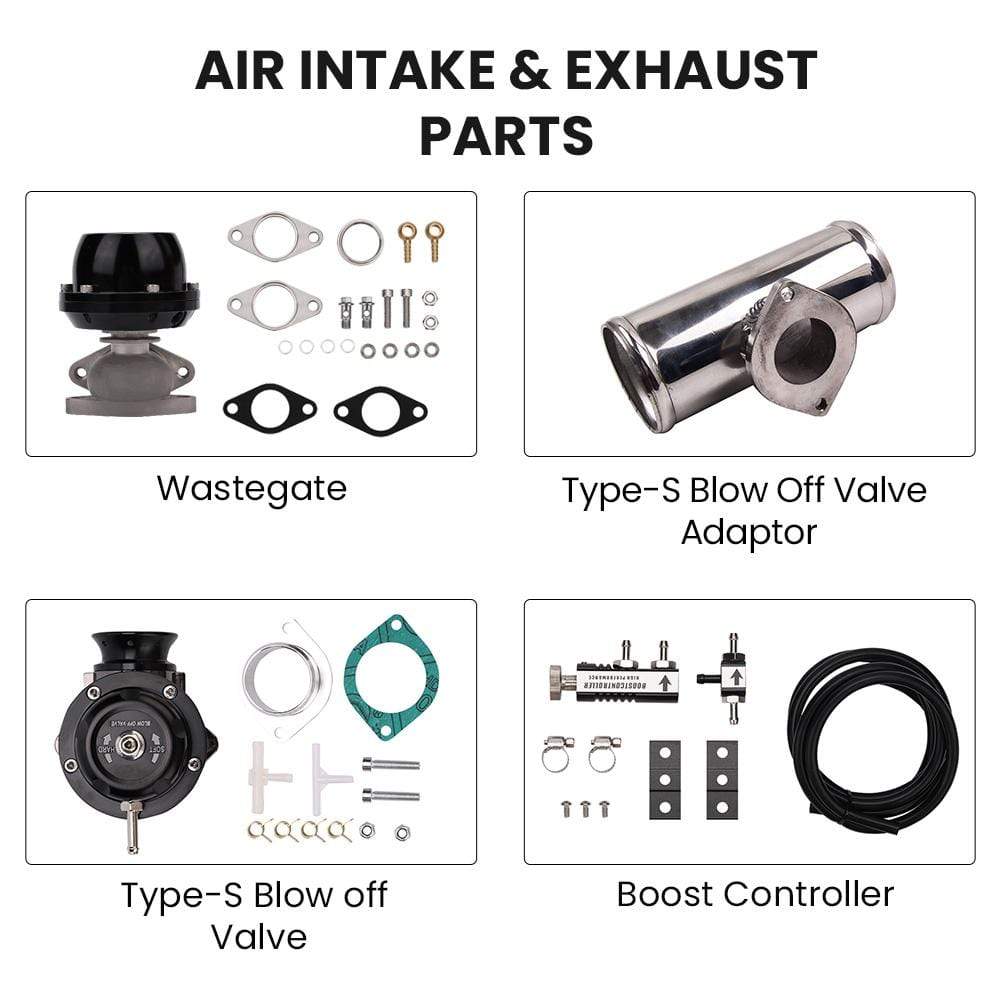 For GT3582 GT35 2.5 Inch Turbo Intercooler + Piping + BOV + Wastegate + 4-in-1 Gauge Performance