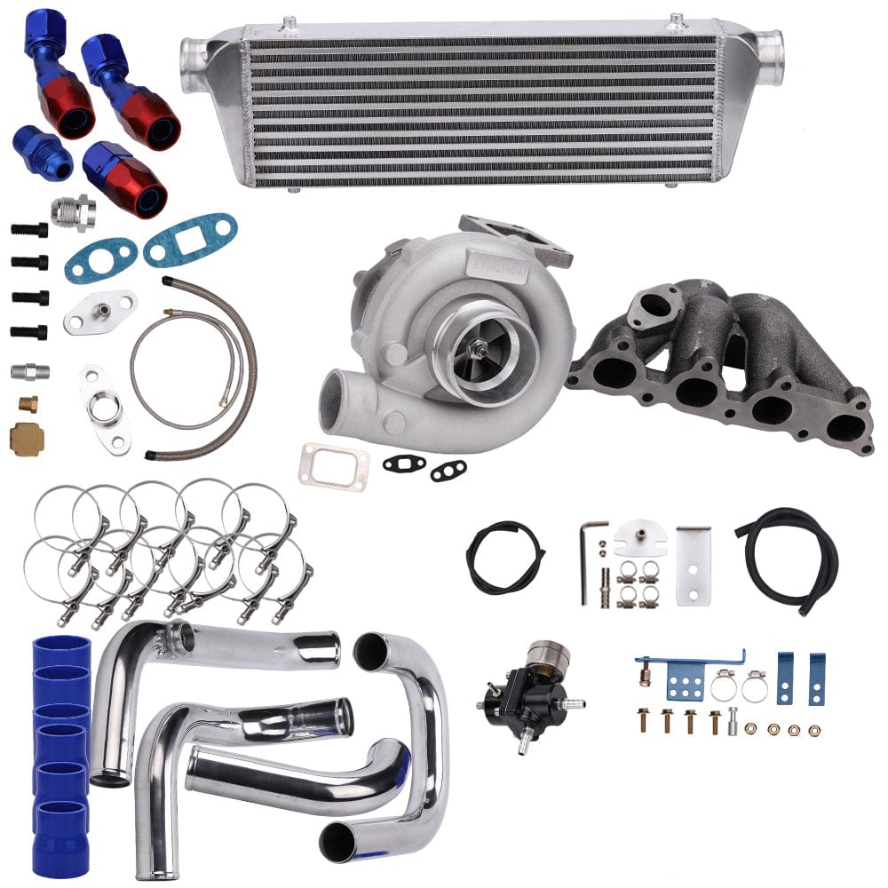 Turbo kit T3/T4 hybrid 450 hp suitable for Honda D-series D15 D15Z1 with manifold, intercooler & blow-off