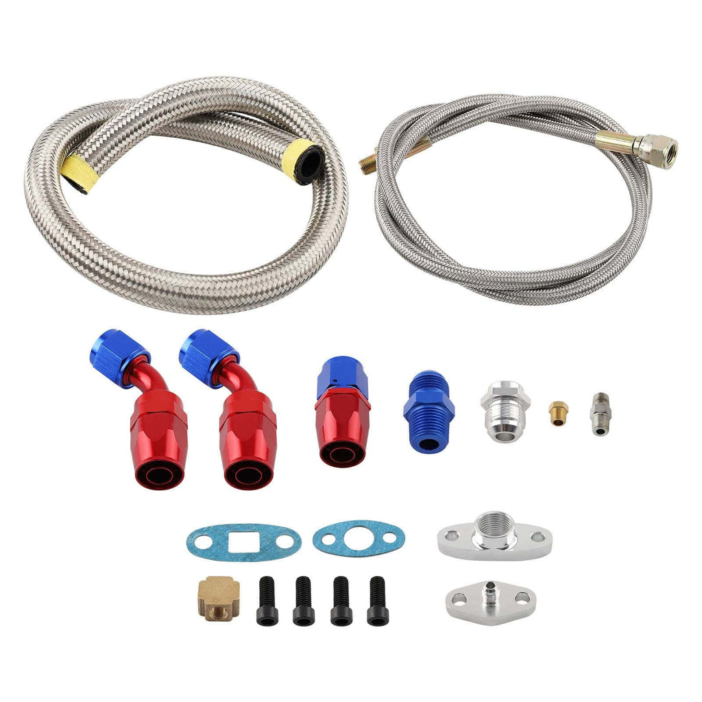 T3 T4 T04E Universal Turbo Turbocharger + Wastegate + Intercooler + BOV + Oil Line Kit