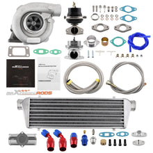 Load image into Gallery viewer, T3 T4 T04E Universal Turbo Turbocharger + Wastegate + Intercooler + BOV + Oil Line Kit