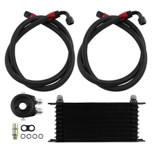 Load image into Gallery viewer, AN10 Universal 10 Row Engine Oil Cooler + Oil Lines Oil Filter Adapter Hose Kit
